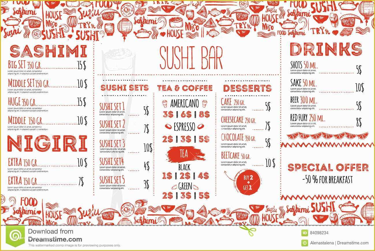 Sushi Menu Template Free Download Of Sushi Menu Flyer Layout Template Japanese Food Brochure