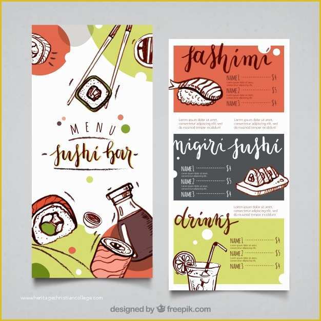 Sushi Menu Template Free Download Of Sushi Menu Template Vector