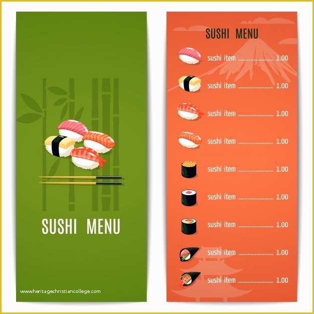 Sushi Menu Template Free Download Of Sushi Menu Template Vector