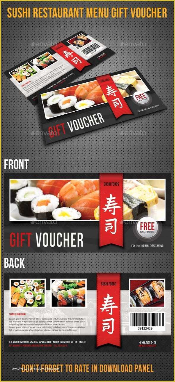 Sushi Menu Template Free Download Of Sushi Restaurant Menu Gift Voucher 04