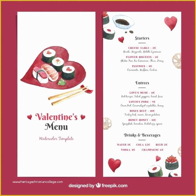 Sushi Menu Template Free Download Of Valentine Menu Template with Sushi Vector