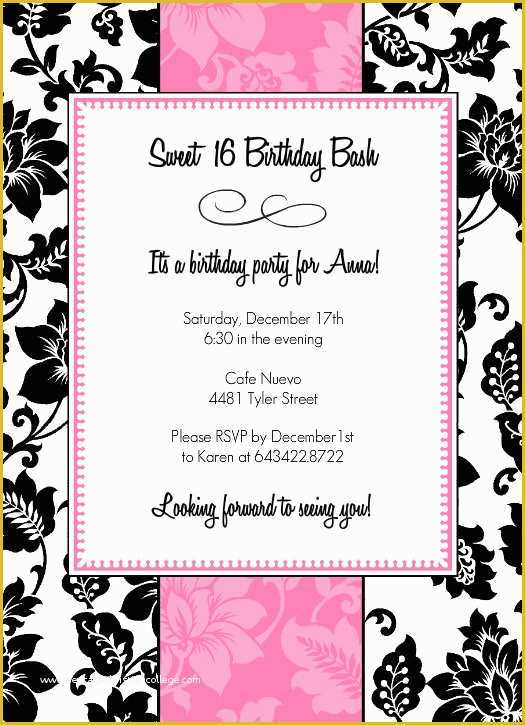 Sweet 16 Invitations Templates Free Of 8 Best Of 16th Birthday Invitations Free Printable