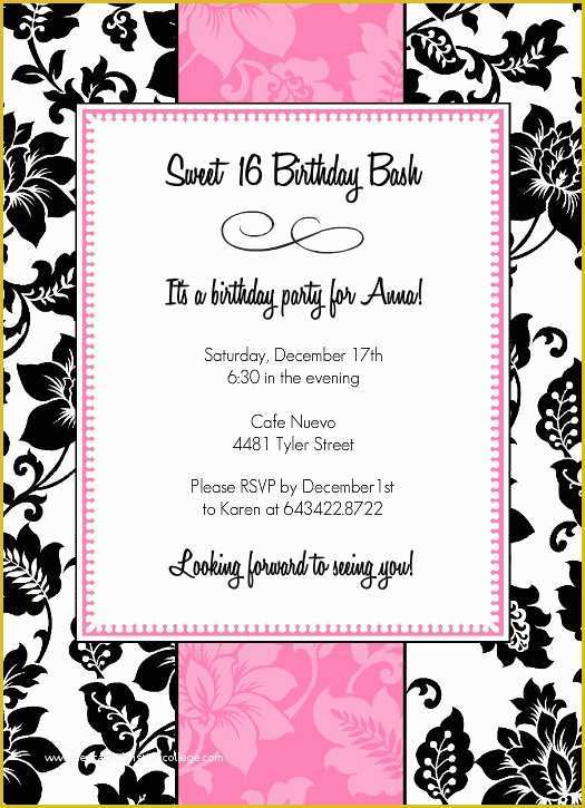 Sweet 16 Invitations Templates Free Of 8 Best Of 16th Birthday Invitations Free Printable