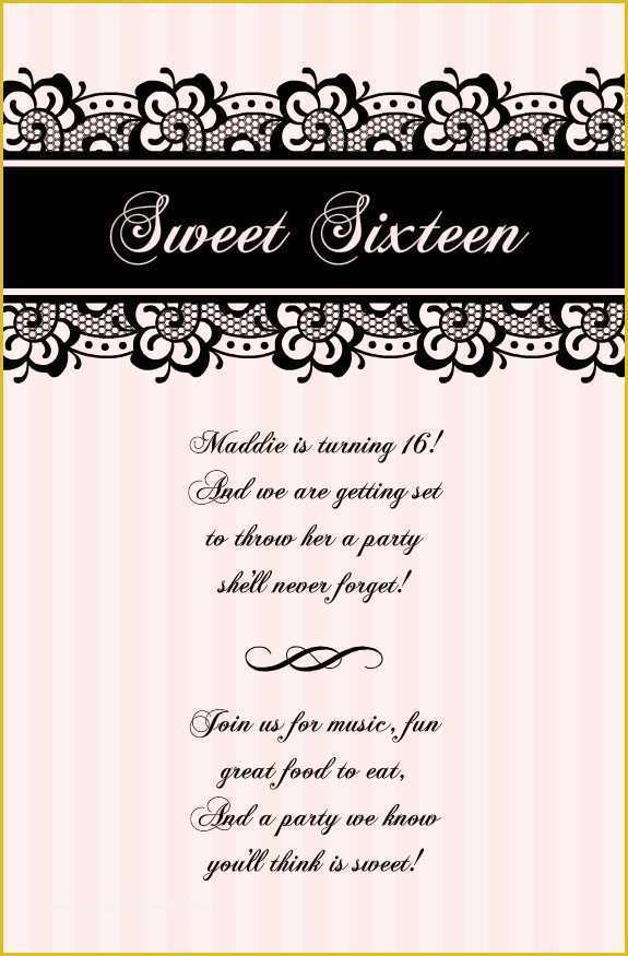 Sweet 16 Invitations Templates Free Of Blank Sweet 16 Invitation Templates