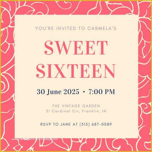 Sweet 16 Invitations Templates Free Of Customize 545 Sweet 16 Invitation Templates Online Canva