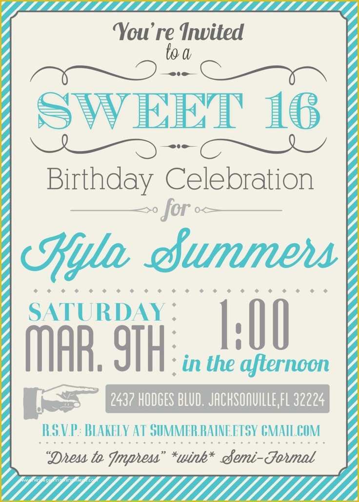 Sweet 16 Invitations Templates Free Of Free Custom Printable Sweet 16 Invitation