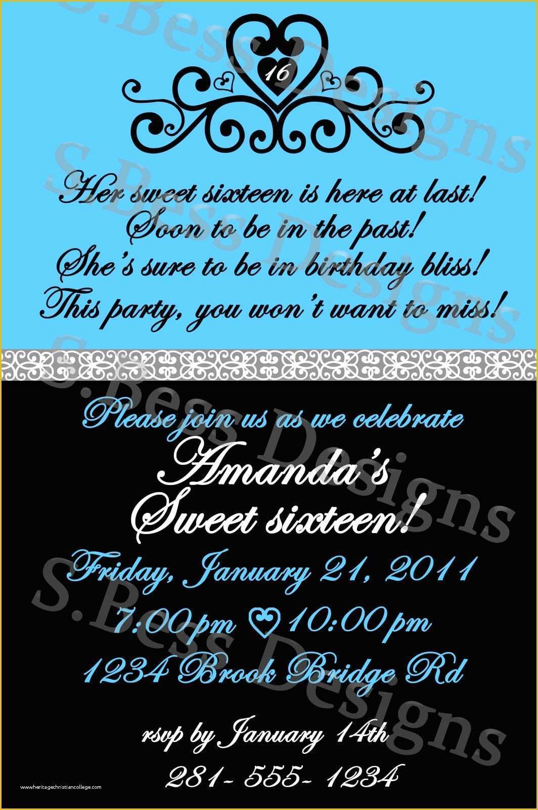 Sweet 16 Invitations Templates Free Of Free Sweet 16 Invitation Template