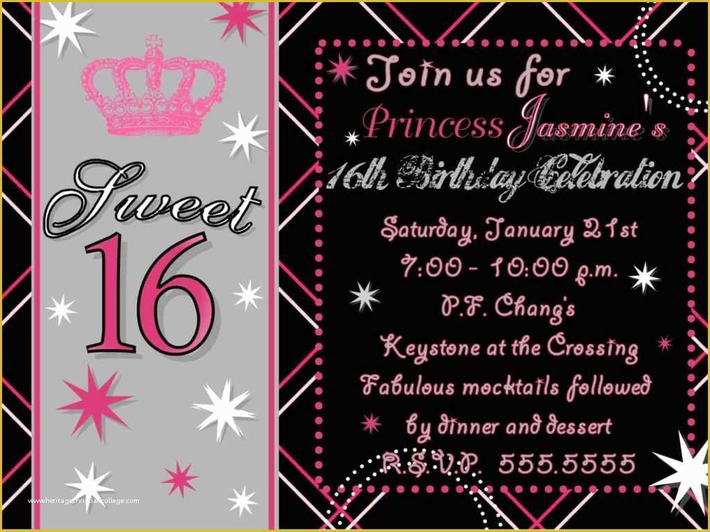 Sweet 16 Invitations Templates Free Of Free Sweet 16 Invitation Templates Cobypic