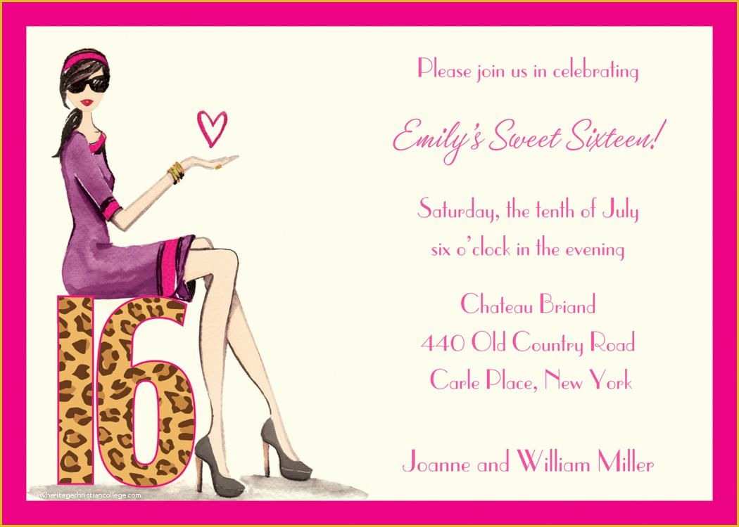 Sweet 16 Invitations Templates Free Of Free Sweet 16 Invitation Templates