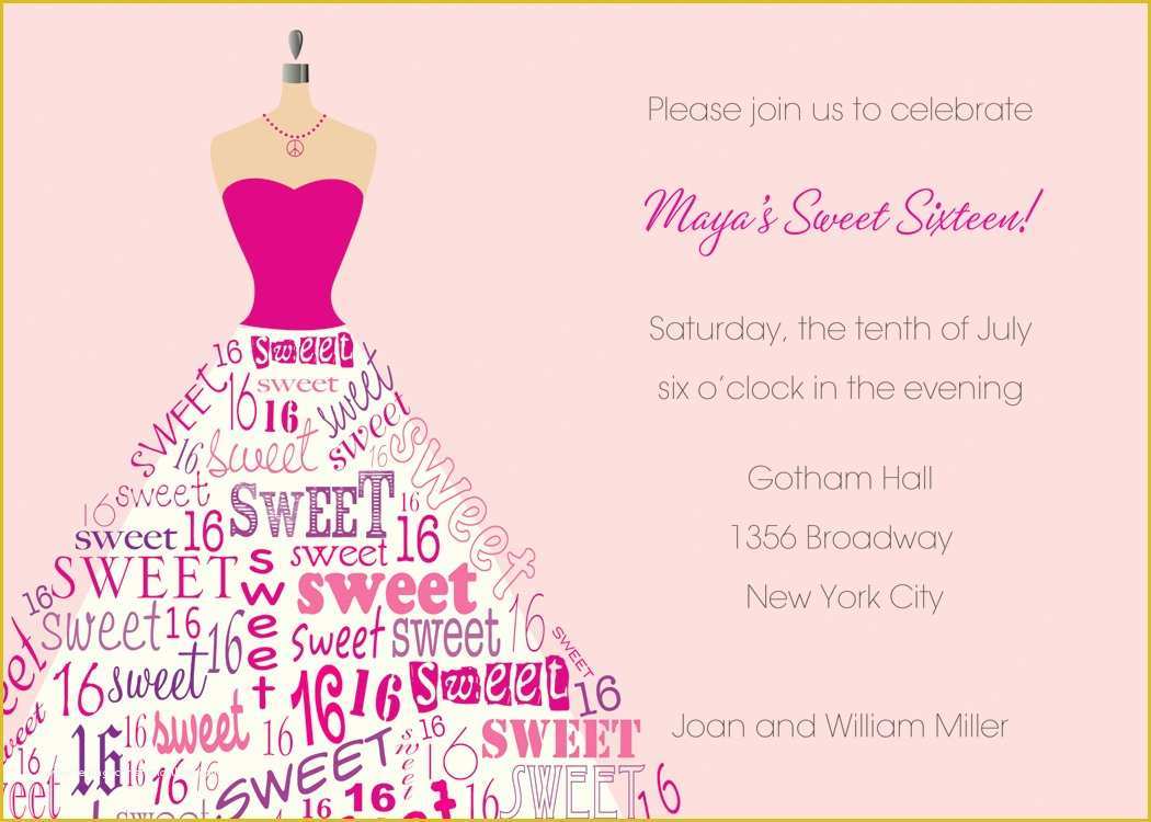 Sweet 16 Invitations Templates Free Of Free Sweet Sixteen Invitation Templates