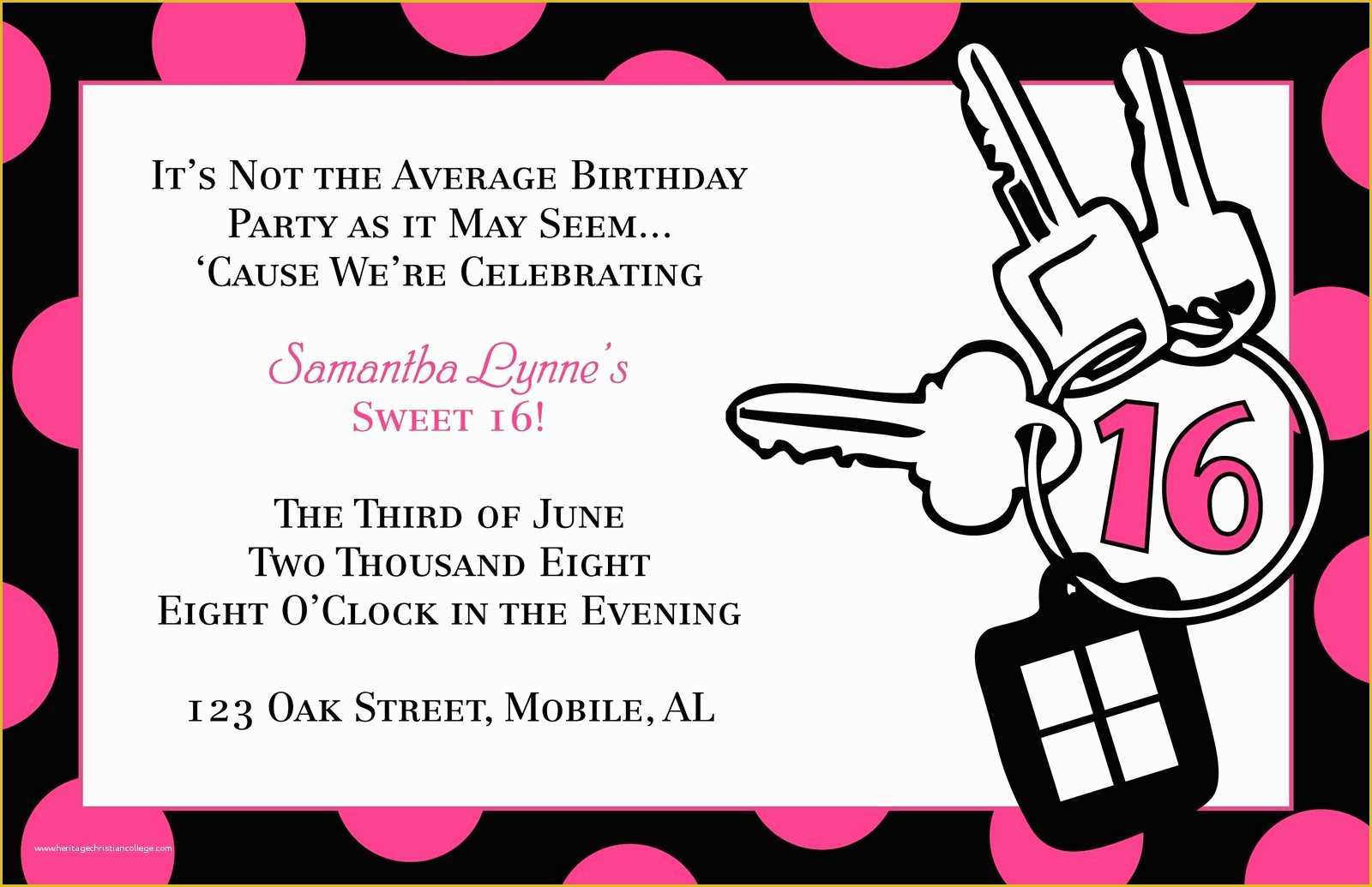 Sweet 16 Invitations Templates Free Of Free Templates for Birthday Invitations