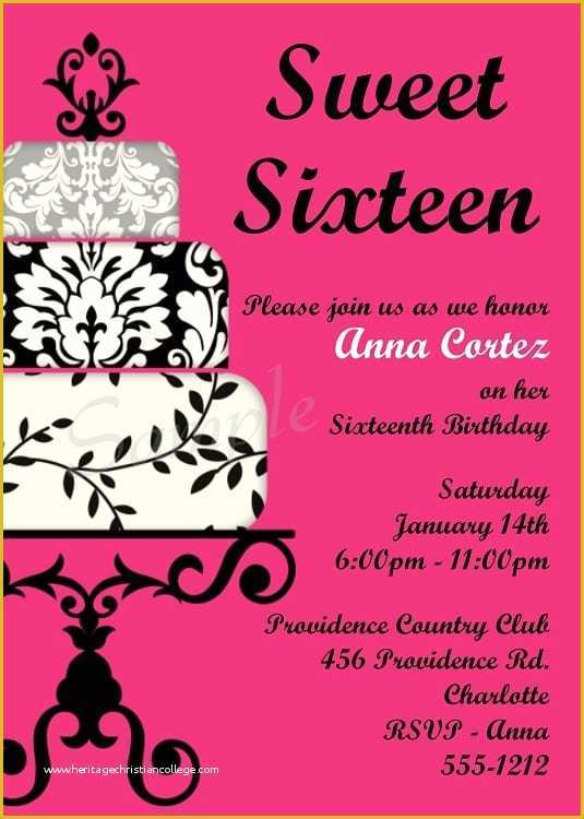 Sweet 16 Invitations Templates Free Of Printable Sweet Sixteen Party Invitation