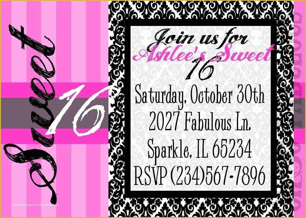 Sweet 16 Invitations Templates Free Of Sweet 16 Birthday Invitations Free