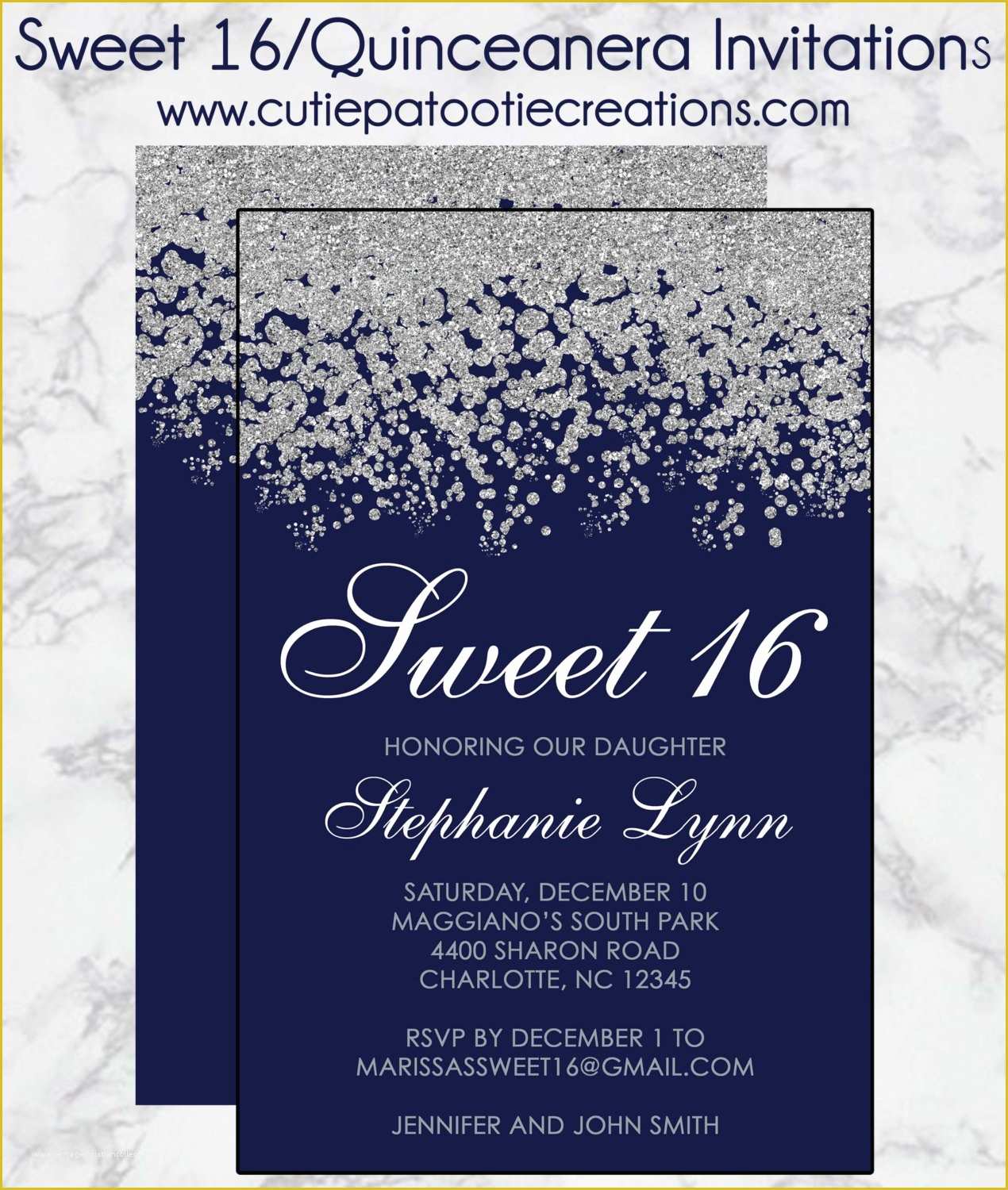 Sweet 16 Invitations Templates Free Of Sweet 16 Birthday Invitations Quinceanera Invitation Navy