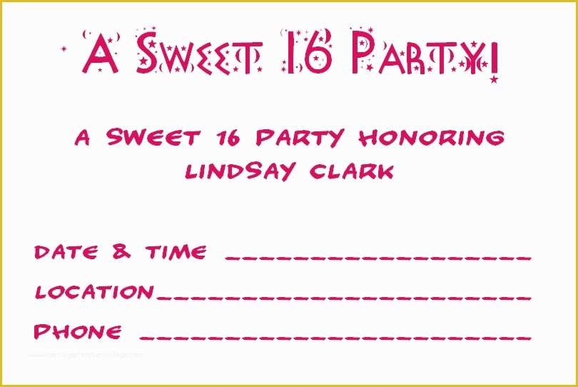 Sweet 16 Invitations Templates Free Of Sweet 16 Invitations Template
