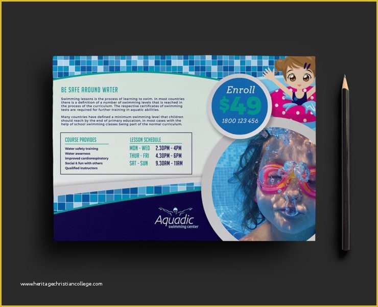 Swim Lesson Flyer Template Free Of A4 Swimming Lessons Poster Template for Shop