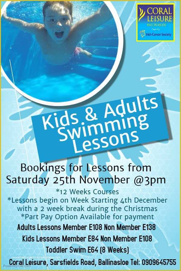 Swim Lesson Flyer Template Free Of Coral Leisure Ballinasloe News