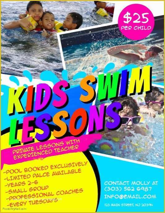 Swim Lesson Flyer Template Free Of Kids Swim Lessons Flyer Template