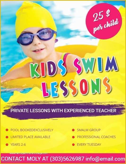 Swim Lesson Flyer Template Free Of Kids Swimming Lessons Flyer Template