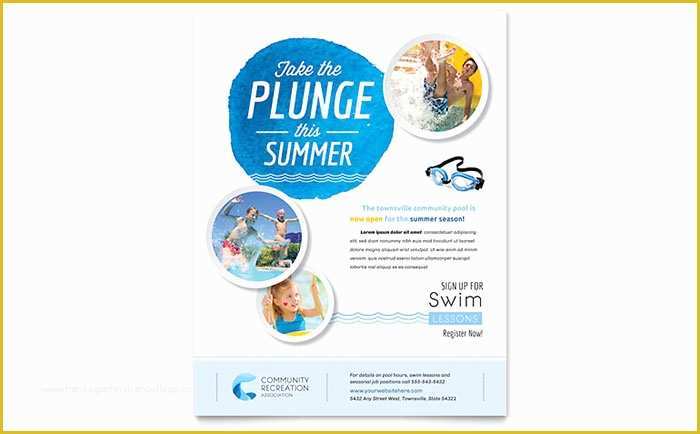 Swim Lesson Flyer Template Free Of Munity Swimming Pool Flyer Template Design