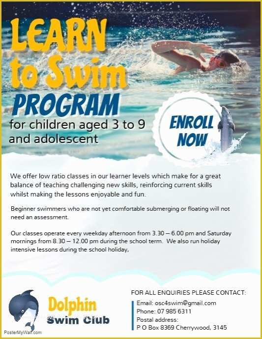 Swim Lesson Flyer Template Free Of Spring Swim Lessons Flyer Template