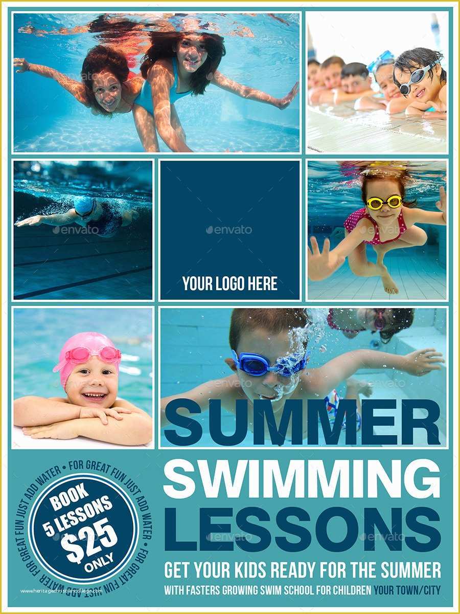 Swim Lesson Flyer Template Free Of Summer Swimming Lessons Flyer Template by Designroom1229