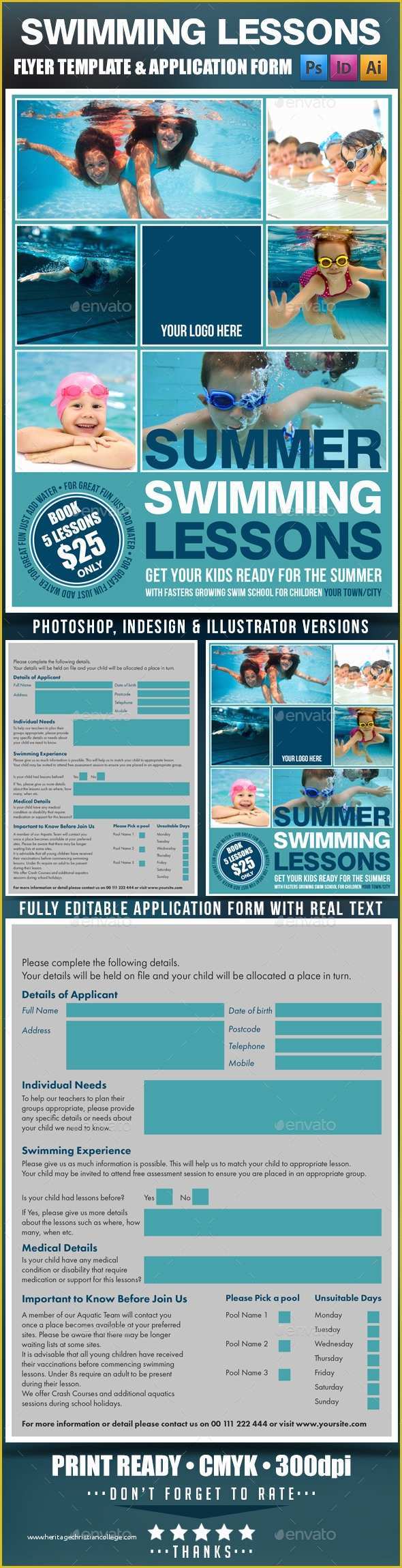 Swim Lesson Flyer Template Free Of Summer Swimming Lessons Flyer Template by Designroom1229