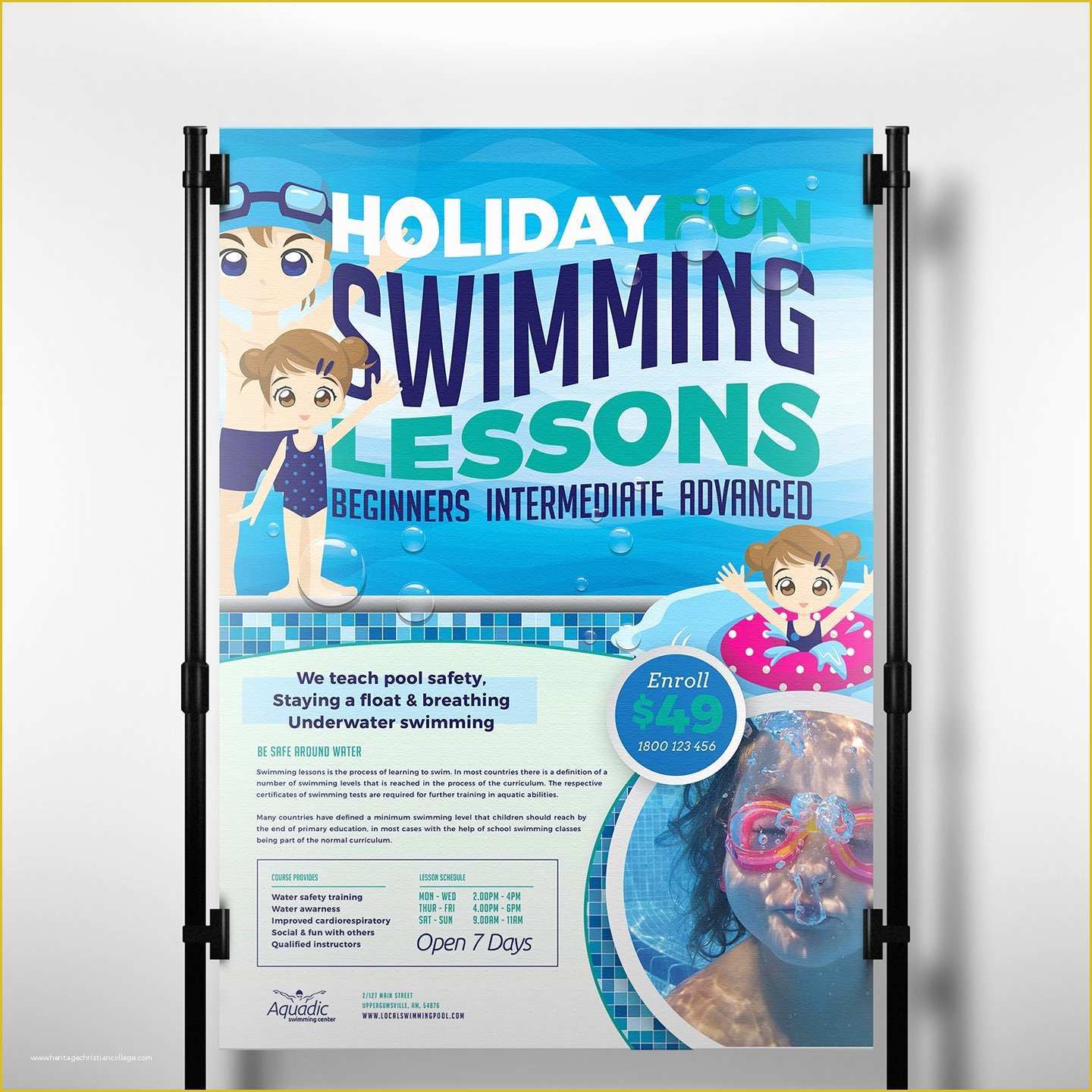 Swimming Flyer Templates Free Of A3 Swimming Pool Poster Template Flyer Templates
