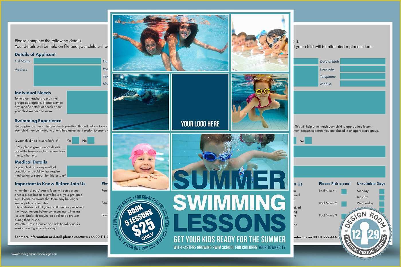Swimming Flyer Templates Free Of Summer Swimming Lessons Flyer Template On Behance