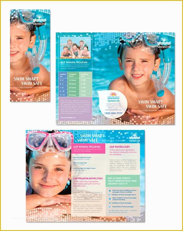 Swimming Flyer Templates Free Of Swimming Lessons &amp; Instruction Tri Fold Brochure Template