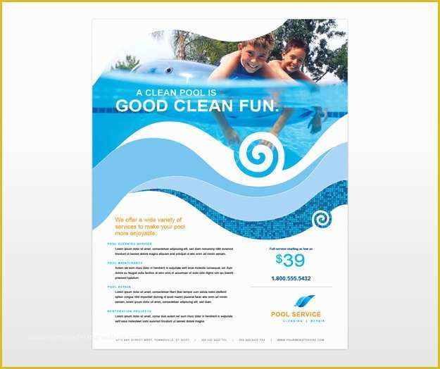 Swimming Flyer Templates Free Of Swimming Pool Cleaning & Supplies Service Flyer Templates