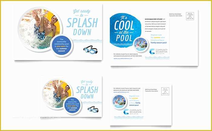 Swimming Pool Website Templates Free Of Munity Swimming Pool Postcard Template Design