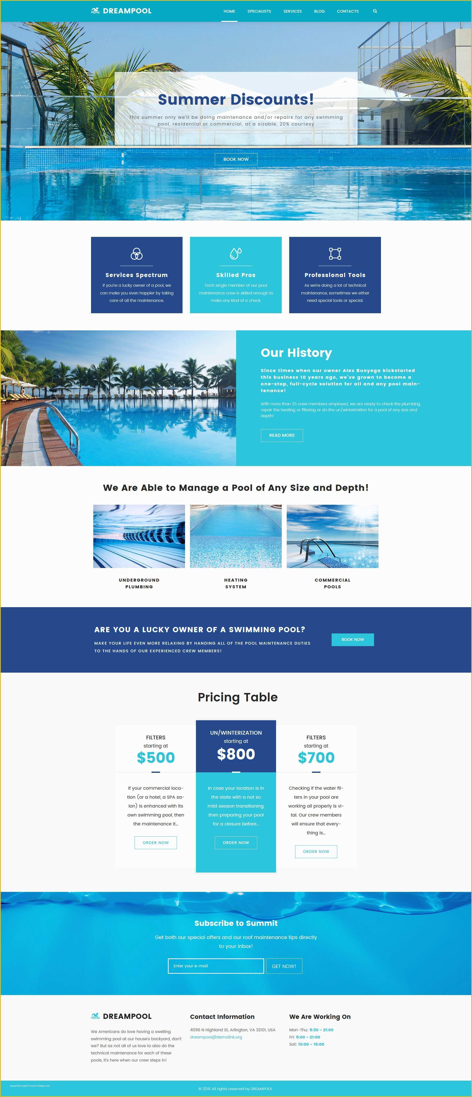 Swimming Pool Website Templates Free Of Pool Maintenance Wordpress theme