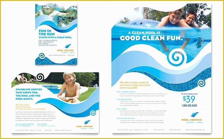 Swimming Pool Website Templates Free Of Swimming Pool Cleaning Service Flyer & Ad Template Word