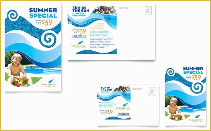 Swimming Pool Website Templates Free Of Swimming Pool Cleaning Service Postcard Template Design