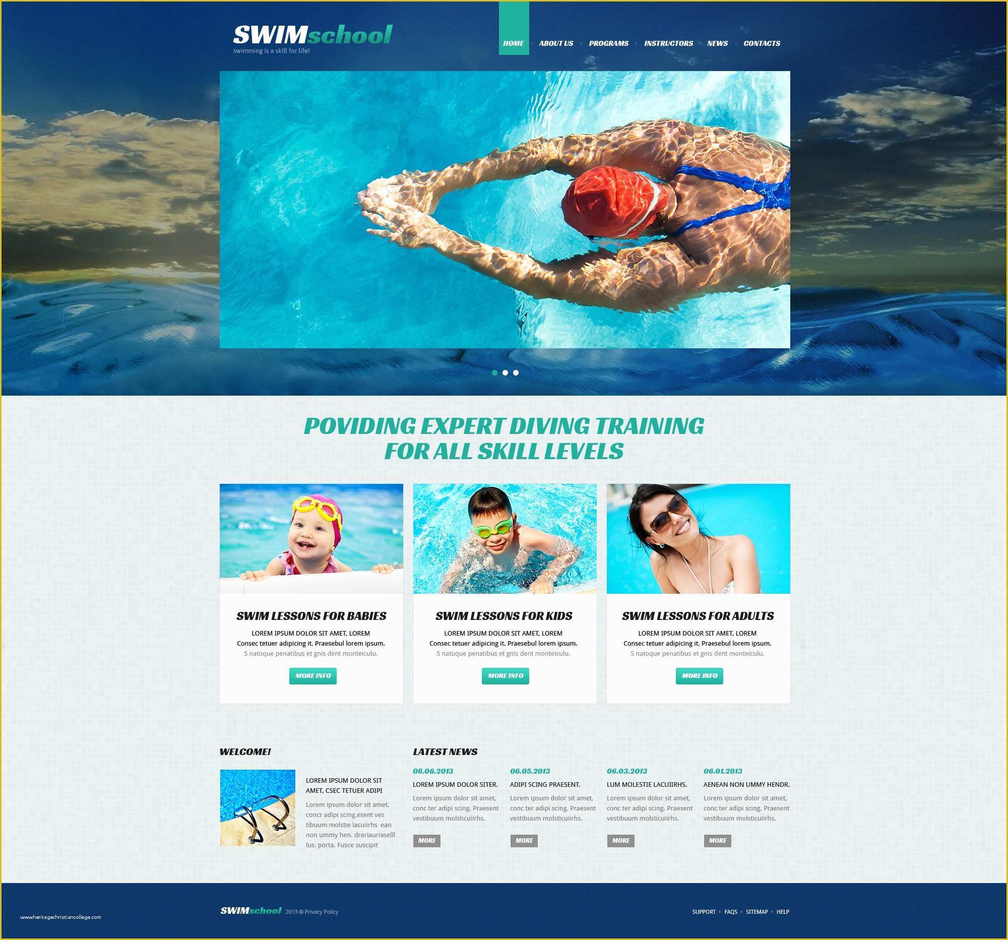 Swimming Pool Website Templates Free Of Swimming School Responsive Joomla Template