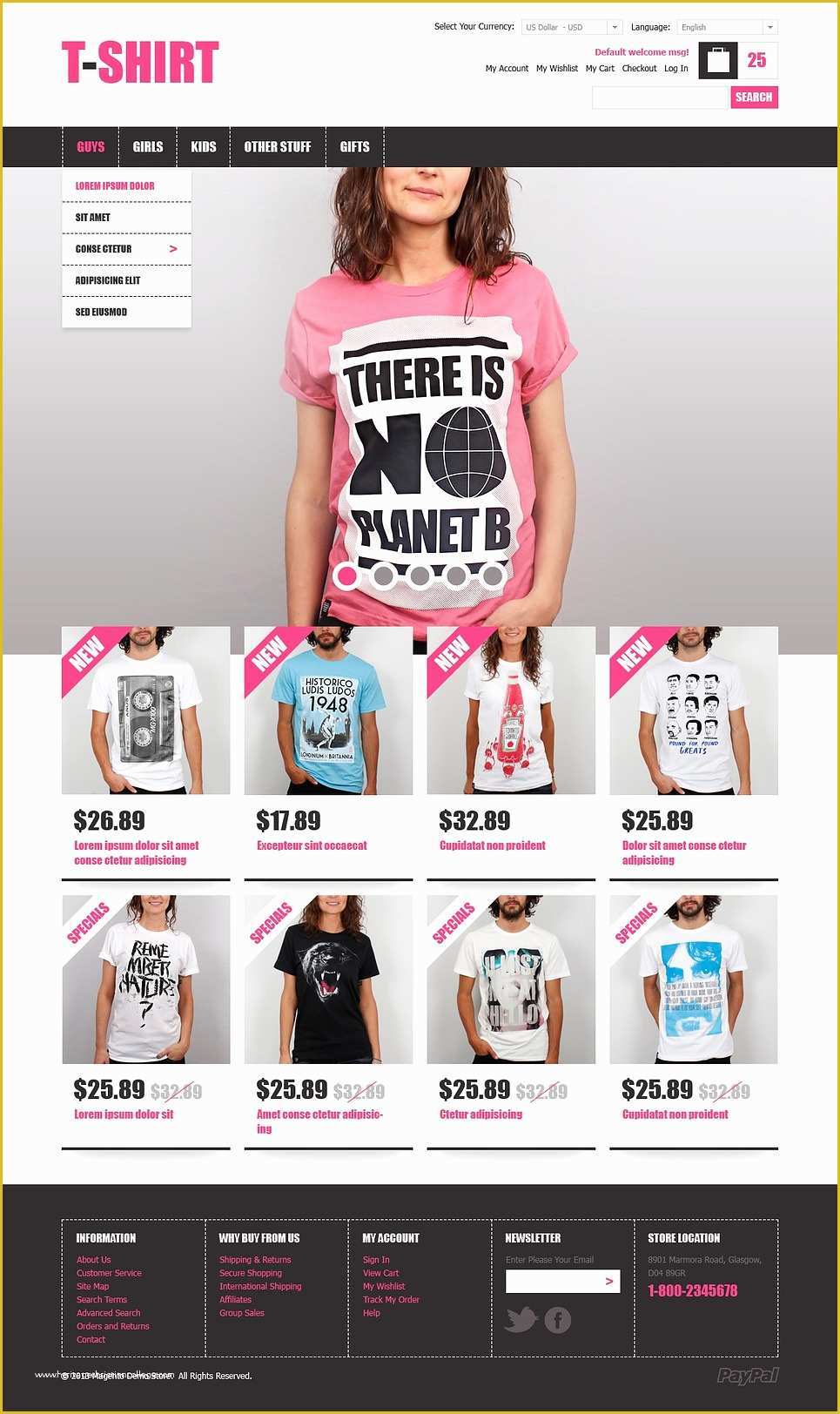 T Shirt Website Template Free Download Of Creative T Shirts Magento theme Web Design Templates