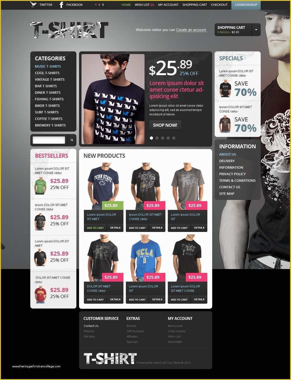 T Shirt Website Template Free Download Of Extraordinary T Shirts Opencart Template Web Design