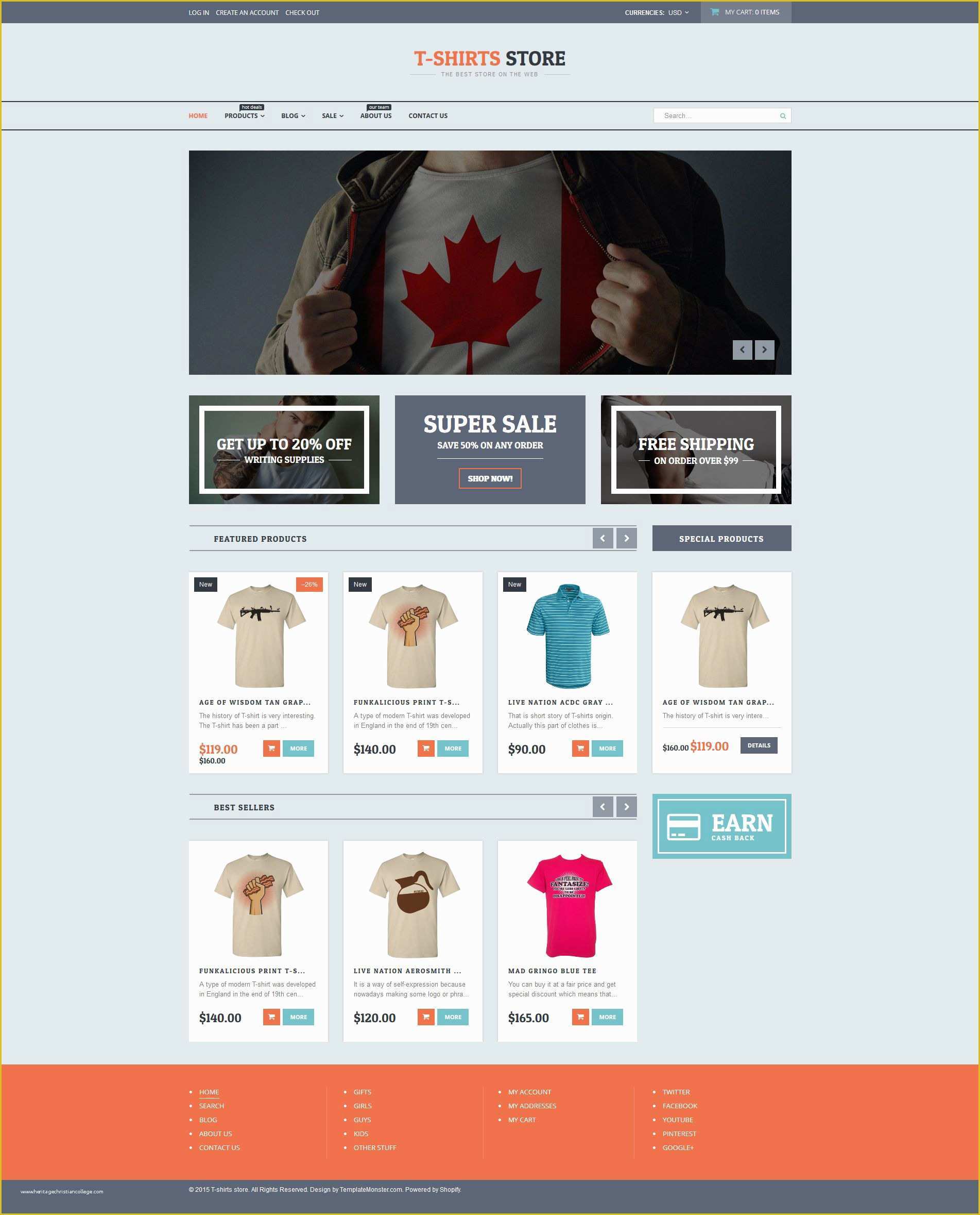 T Shirt Website Template Free Download