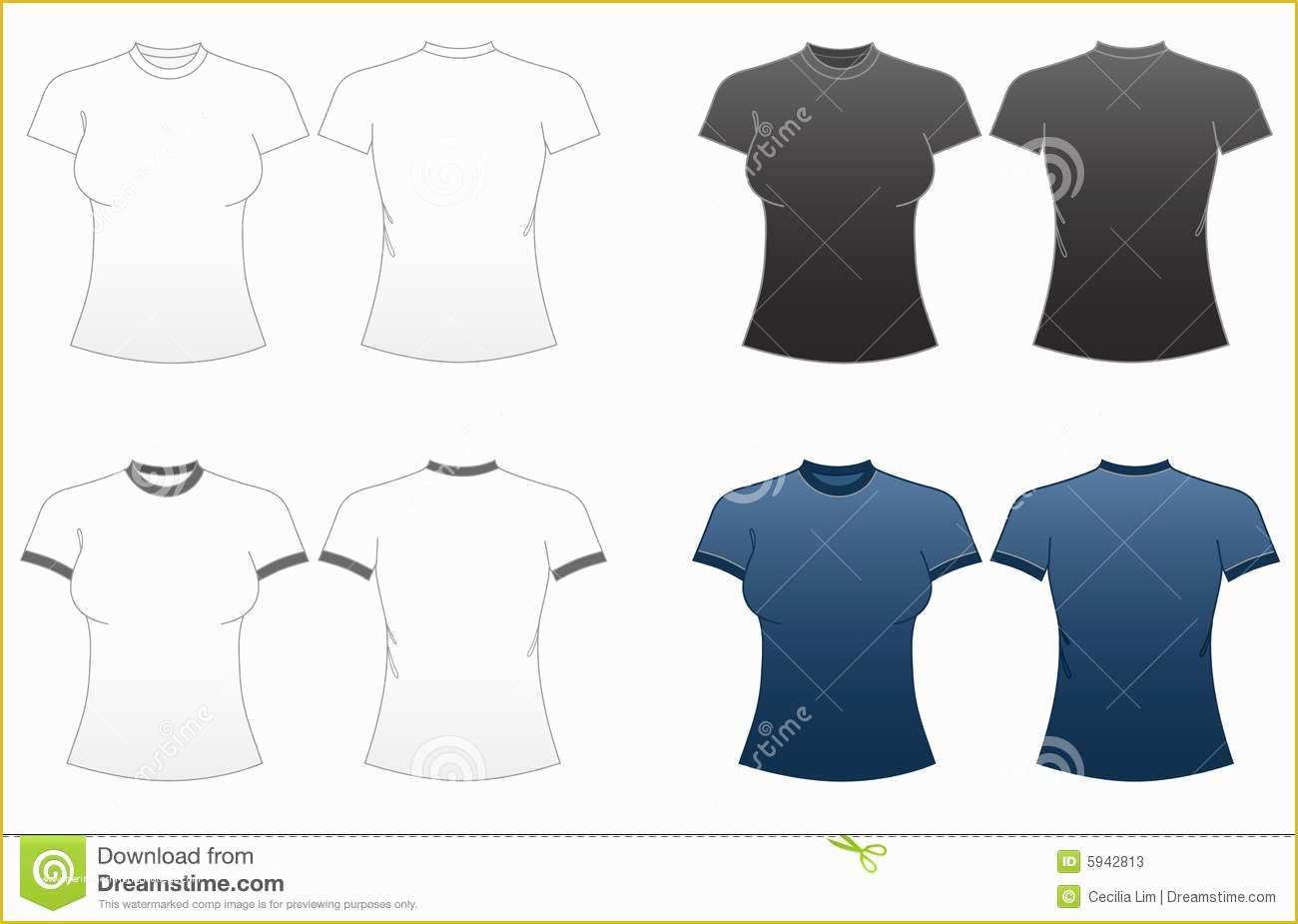 T Shirt Website Template Free Download Of Women S Fitted T Shirt Templates Series 1 Stock Vector