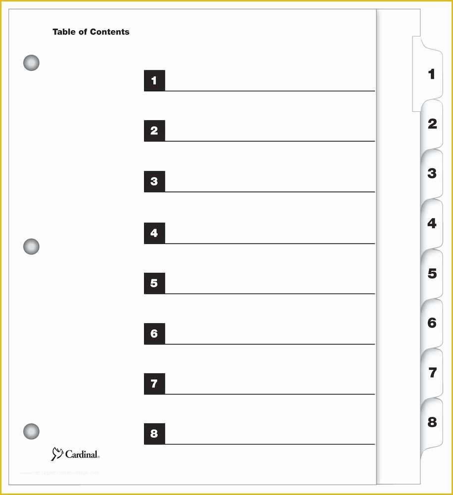 Tab Divider Template Free Of 8 Tabs