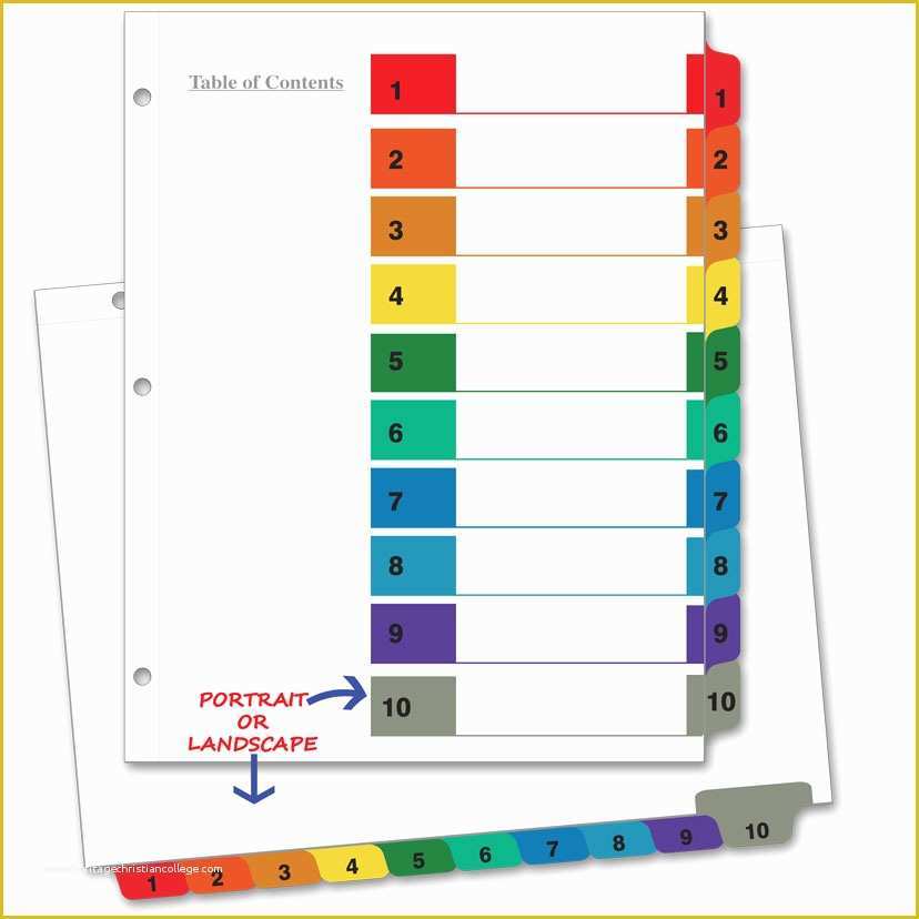 Tab Divider Template Free Of Avery 10 Tab Color Template Zeehelper