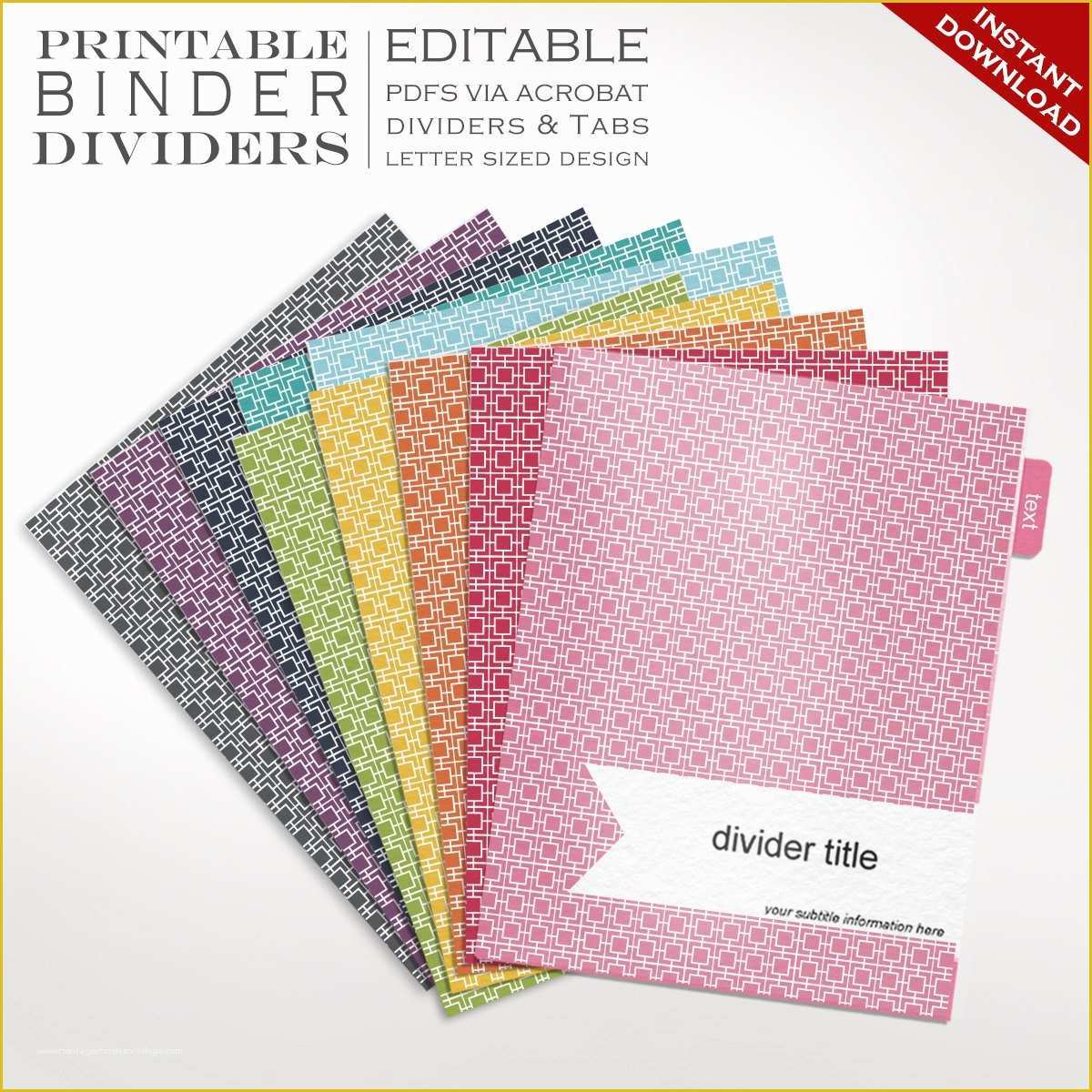 Tab Divider Template Free Of Binder Dividers Printable Binder Dividers Editable Rainbow