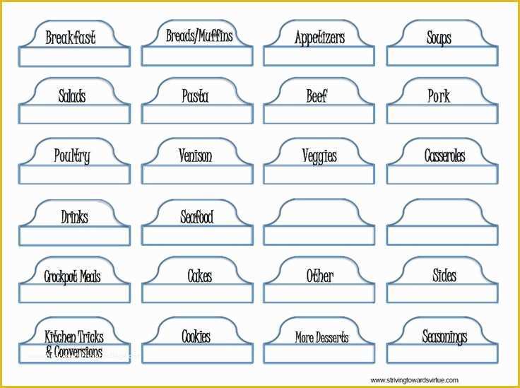 Downloadable Editable Printable Divider Tabs Template