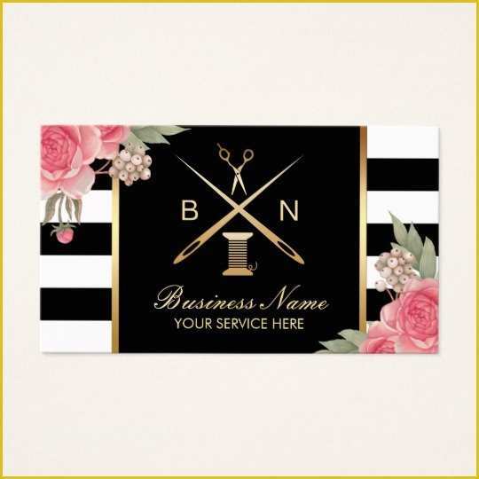 Tailoring Business Card Templates Free Of Sewing Seamstress Thread & Needles Vintage Floral Business