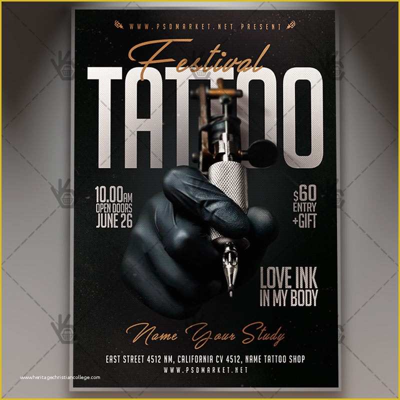 Tattoo Party Flyer Template Free Of Tattoo Festival Business Flyer Psd Template