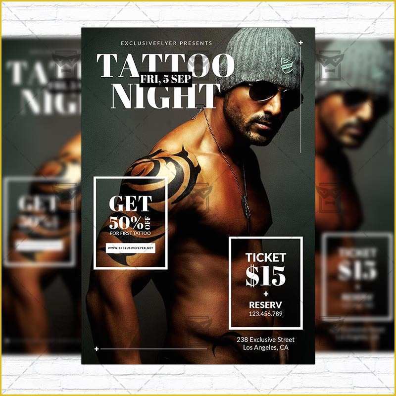 Tattoo Party Flyer Template Free Of Tattoo Night – Premium Flyer Template Instagram Size