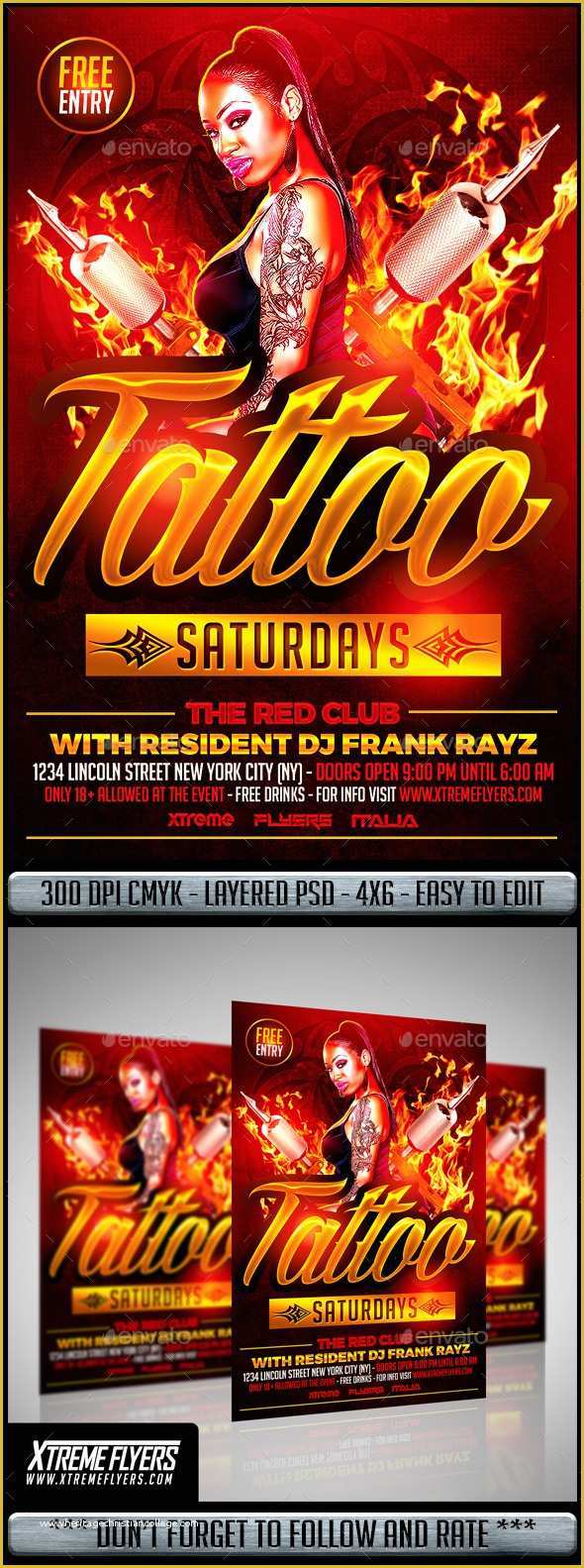 Tattoo Party Flyer Template Free Of Tattoo Party Flyer by Matteogianfreda