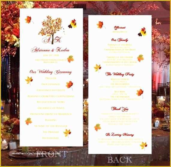 Tea Length Wedding Programs Templates Free Of Autumn Wedding Program Template Tea Length by Babieslove2party