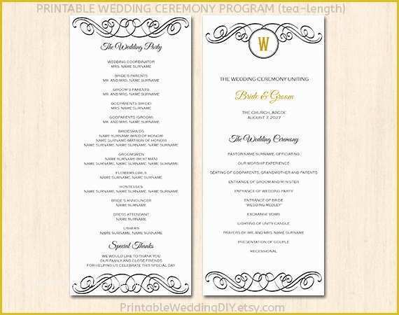 Tea Length Wedding Programs Templates Free Of Editable Wedding Program Template Tea Length Programs